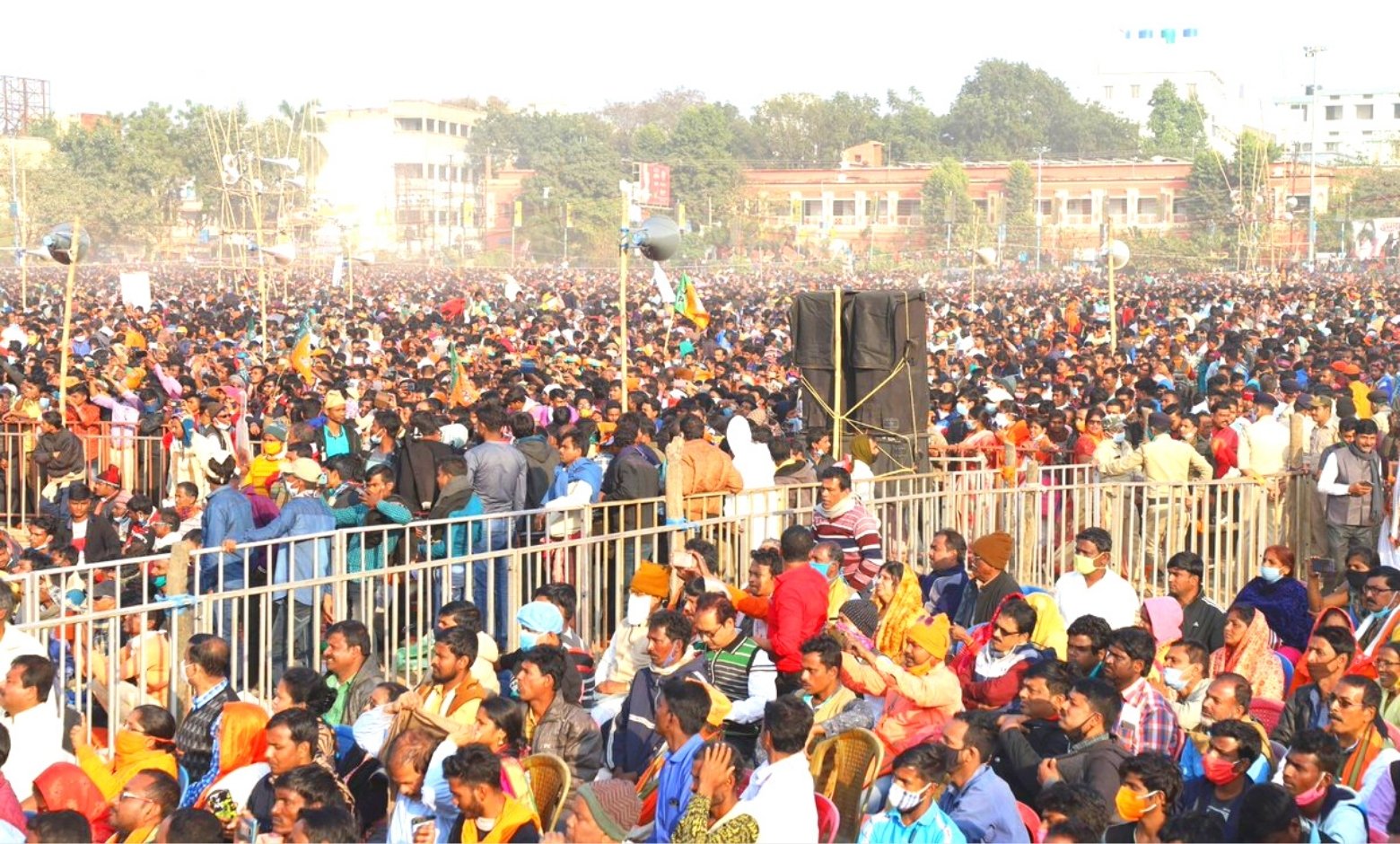 Crowd gathered in a election rally in west bengal