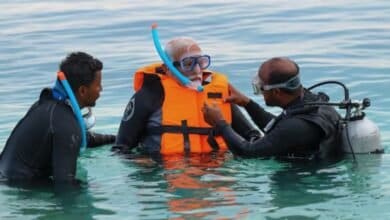 PM Modi in Lakshadweep island Scuba diving with life jacket